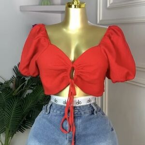 Scarlet Puff Sleeve Crop Top